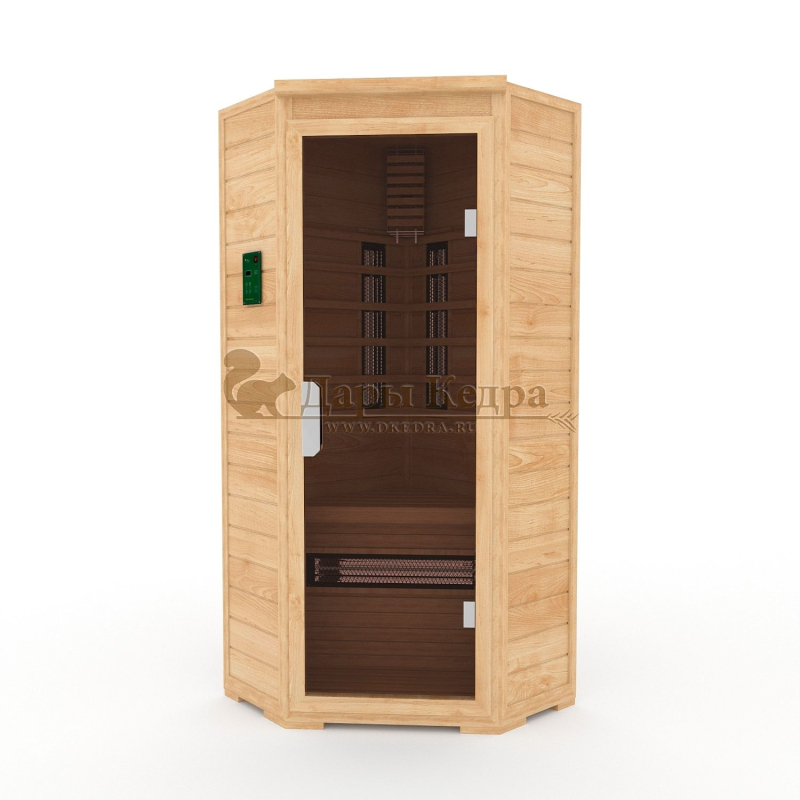 Одноместная угловая инфракрасная сауна кабина из кедра с керамическими излучателями